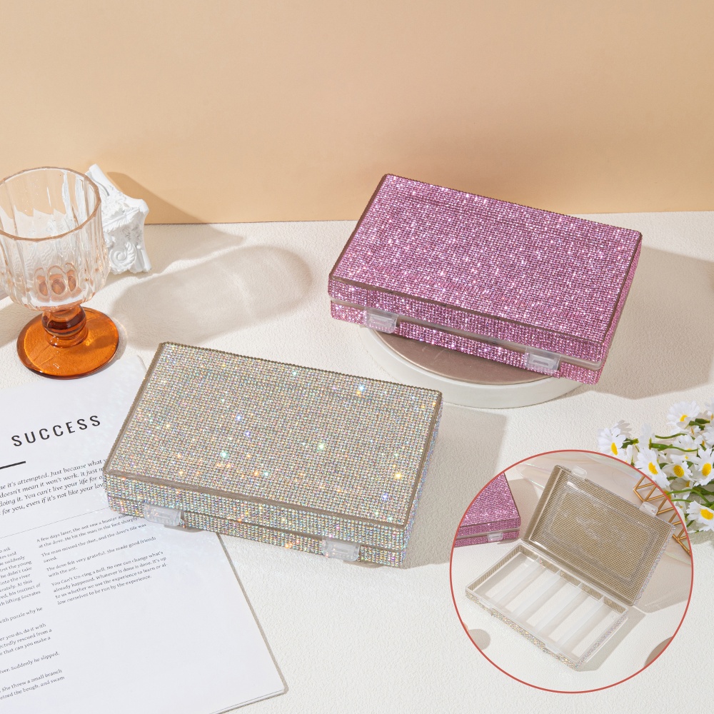Luxury Skincare Containers - 럭셔리 샤이니 라인스톤 수납함 네일 젤
