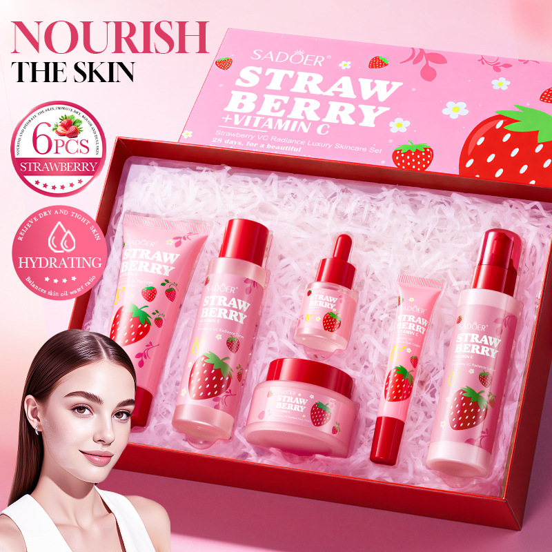 딸기 VC 브라이트닝 럭셔리 케어 6종 페이셜 스킨케어 - Luxury Skincare Gift Set For Women 리뷰 및 가격