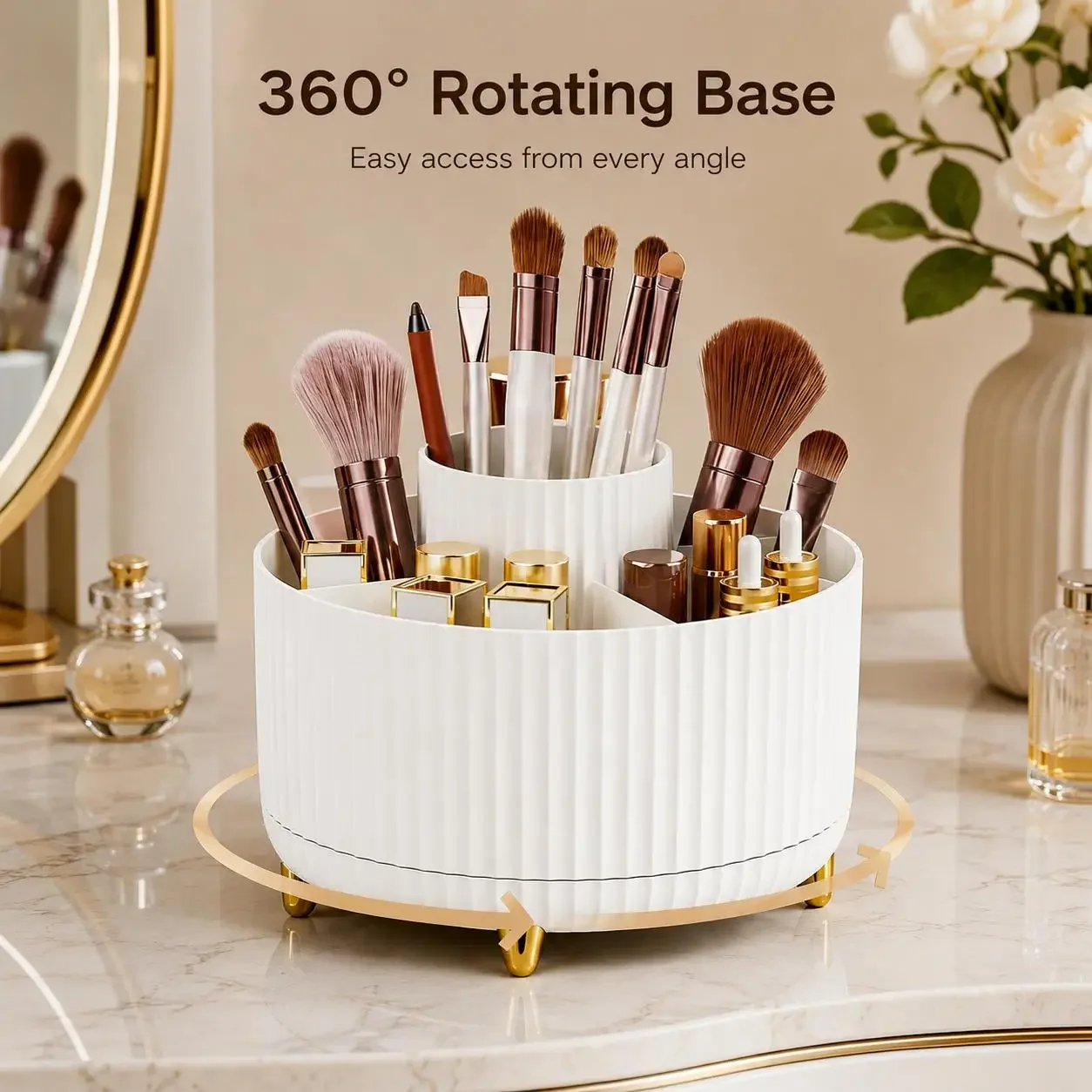 360도 회전 메이크업 정리함 고급 스트라이프 화장품  - Luxury Skincare Box 리뷰 및 가격